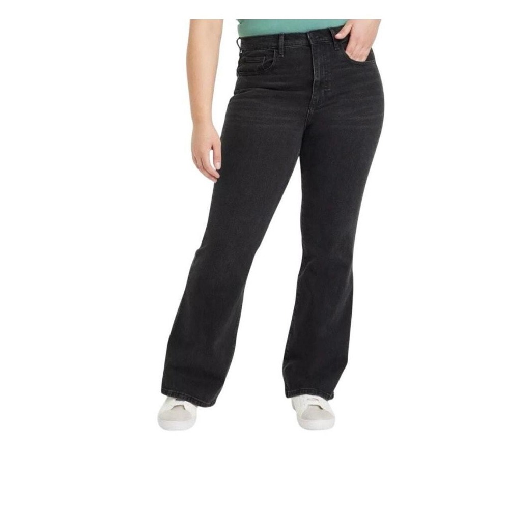 NWT Universal Thread High Rise Flare Leg Jeans Dark Denim Black Women's 16 Short